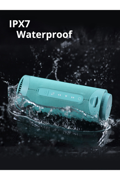 Tronsmart مكبر صوت محمول من ترونسمارت T7 بتقنية بلوتوث 5.3، مقاوم للماء IPX7، مزود بإضاءة LED، يدعم بطاقة Micro SD/TF، لون فيروزي