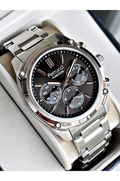 Ferrucci Silver Color Functions Active Classic Steel Band Men Wristwatch + Bracelet