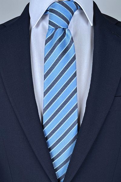 1001 Kravat Blue Striped 8 cm Wide Tie