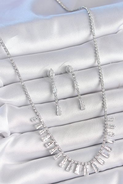 E BULURUM Brass Silver Color Zircon Stone Waterway Model Vip Series Women's Earring Set