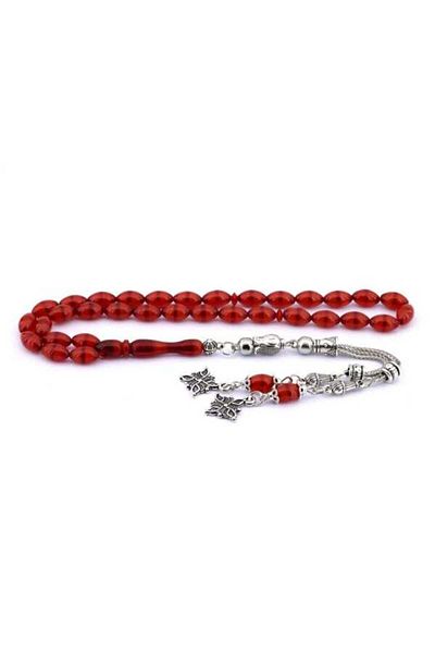 Midyat Gümüş Dünyası Red Vernier Powder Amber RoSary