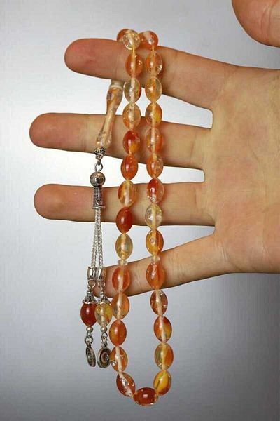 Midyat Gümüş Dünyası Powder Press Amber Prayer Beads - Comfortable Cut