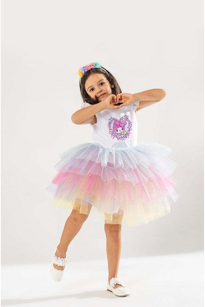YAĞMUR KOStütüM My Melody Themed Girls' White Birthday Dress and Party Costume