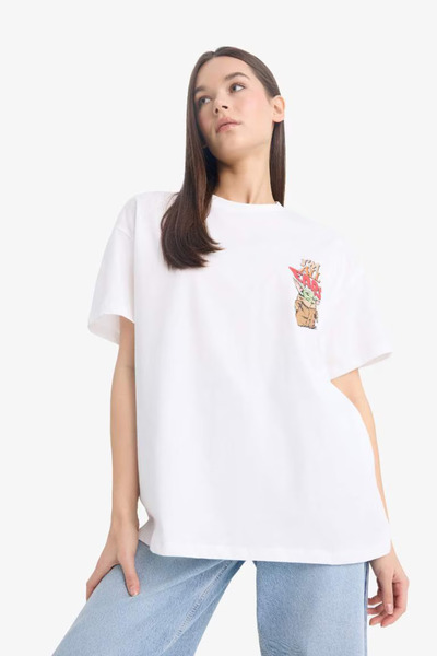 DeFacto Coool Star Wars-Mandalorian Oversize Wide Fit Crew Neck Back Bedrucktes Kurzarm-T-Shirt