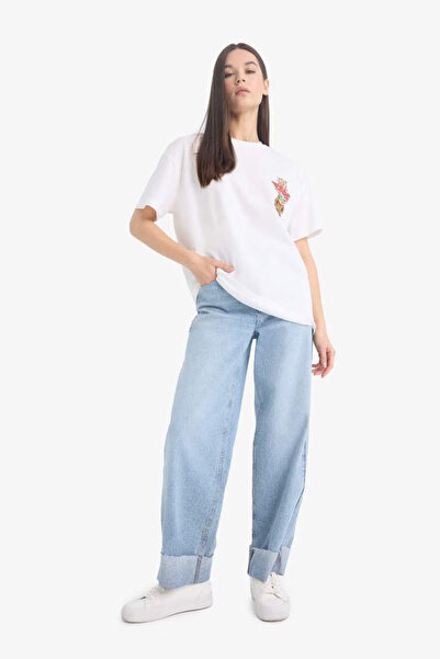 DeFacto Coool Star Wars-Mandalorian Oversize Wide Fit Crew Neck Back Bedrucktes Kurzarm-T-Shirt