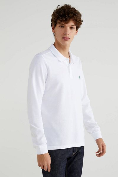 United Colors of Benetton Мъжка бяла тениска с поло яка (код на модела: 124A3089J3204)