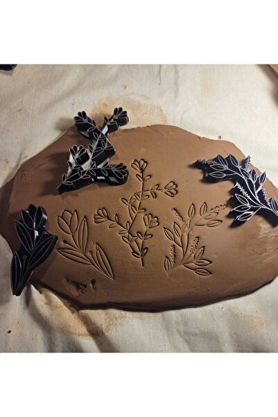 Enbceramic 9-12-10 CM 3 ADET ÇİÇEK BASKISI SERAMİK POLİMER KİL KALIP