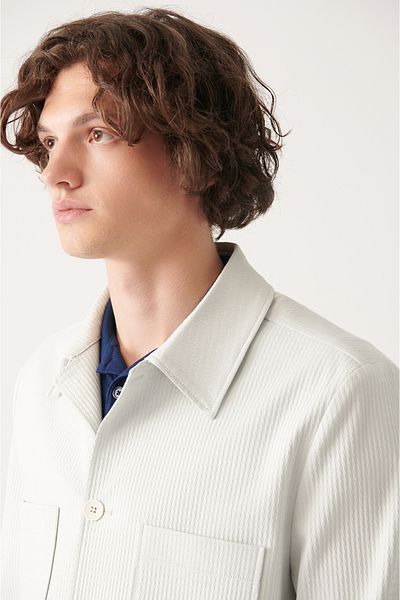 Avva Ανδρικό ανοιχτό γκρι Dobby Unlined Classic γιακά παλτό A31y6019