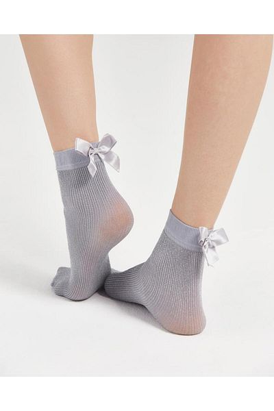 Bolero Ribbon Glitter Socket Women's Socks Gray
