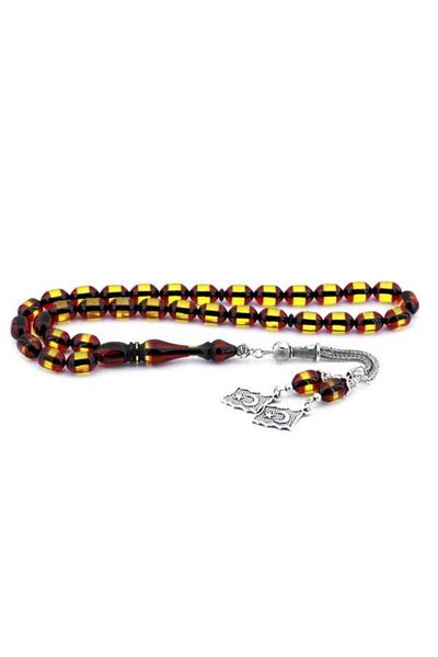 Midyat Gümüş Dünyası Powder Press Amber Prayer Beads