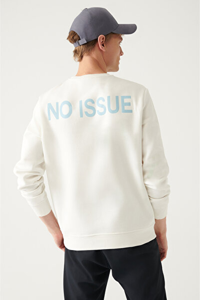 Avva Men's White Crew Neck Printed Sweatshirt A31Y1303