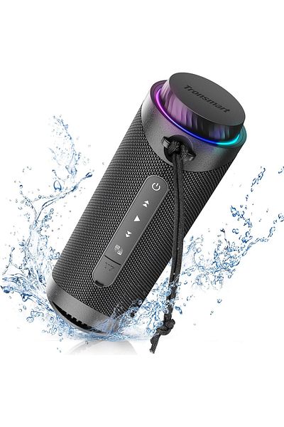 Tronsmart مكبر صوت محمول ترونسمارت T7 بتقنية البلوتوث 5.3، مقاوم للماء IPX7، إضاءة LED، بطاقة Micro SD/TF - (أسود)