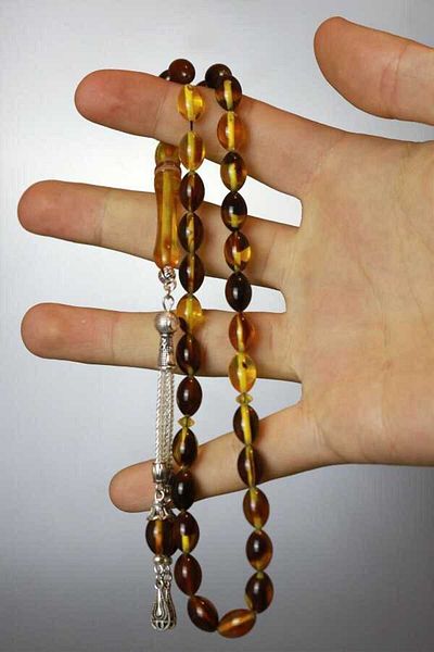 Midyat Gümüş Dünyası Powder Press Amber Prayer Beads
