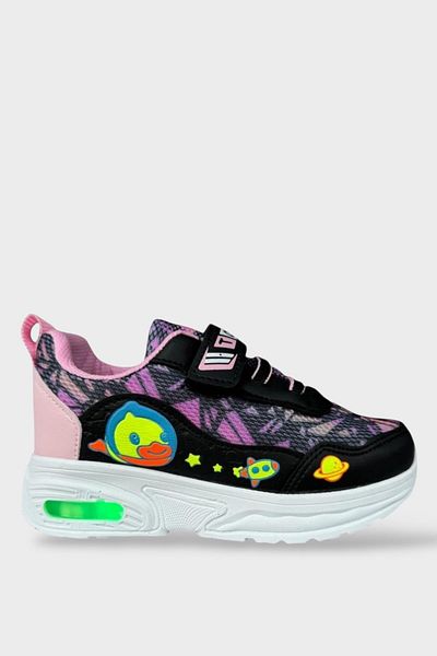 Liger Children's Lighted Elastic Velcro Sneakers Black - Pink