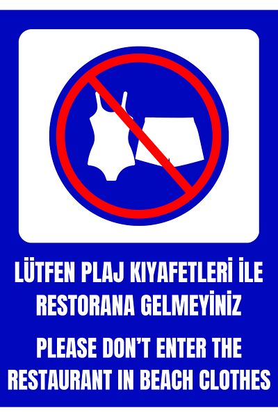 Girl Power Do Not Come to the Restaurant with 35 X 50 Beachwear Warning Sign 3 mm Foil Printing on the Dekota