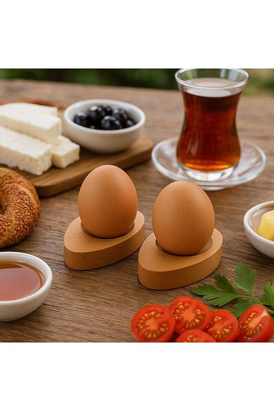 AR&MA WOOD 2 Pieces Wooden Egg Presentation Holder - Egg Cup Tableware Presentation Organizer