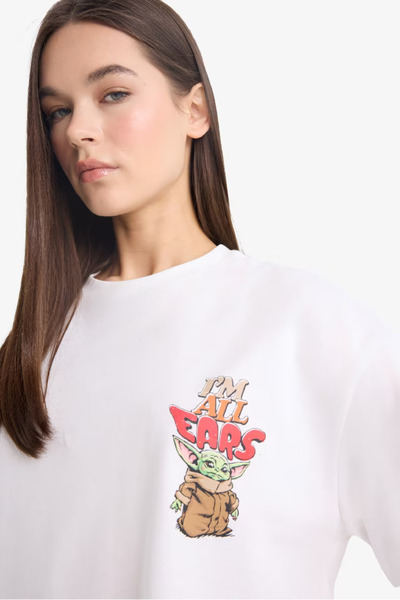 DeFacto Coool Star Wars-Mandalorian Oversize Wide Fit Crew Neck Back Bedrucktes Kurzarm-T-Shirt