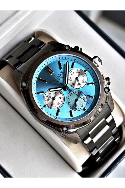 Ferrucci Smoked Color Functions Active Classic Steel Cord Men's Wrist Watch + Bracelet