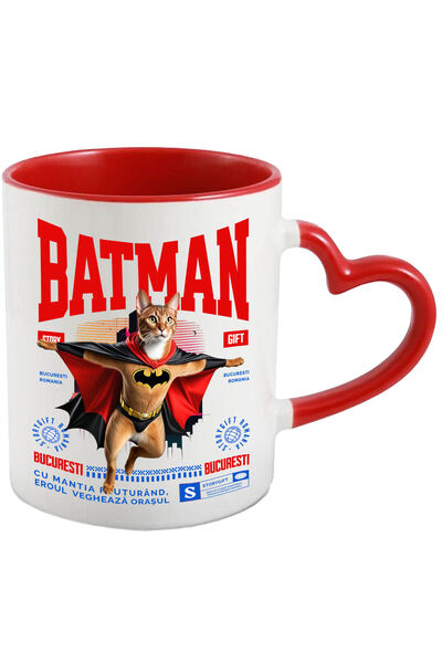 StoryGift Romania Cana cu Abisinian / Abyssinian Pisica In Costum de BatMan c...