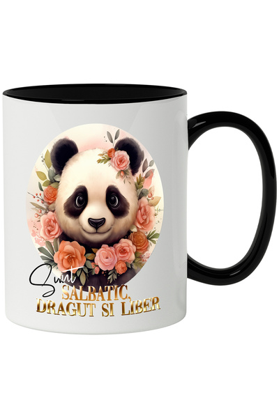StoryGift Romania Cana Cu Mesaj Sunt Salbatic, Dragut Si Liber, Urs Panda, Fl...