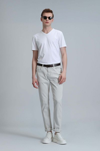 Lufian 111020224 Tuna V-Neck Modern Graphic T- Shirt Men's T-Shirt White