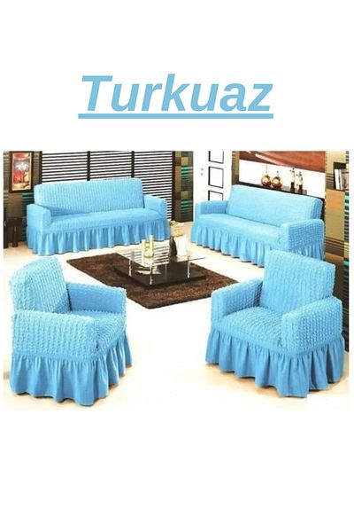 kanway Bürümcük 3+3+1+1 Washable Sofa Cover Set. Flexible Seat Cover on the Rubber.
