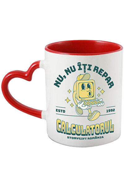 StoryGift Romania Cana Ecran Computer vesel Text NU, nu Iti repar calculatorul!, 330ml, Ceramica c, Cu Maner Inim