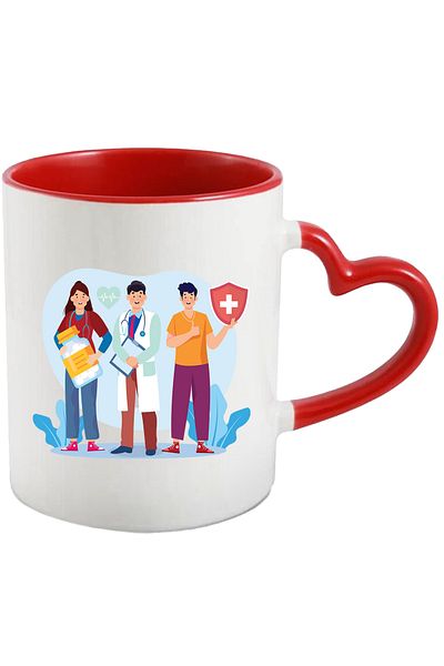 StoryGift Romania Cana Cu Personal Medical, Medicina, Doctor, Asistenta, Pastile, Sanatate, Multic, Cu Maner Inim