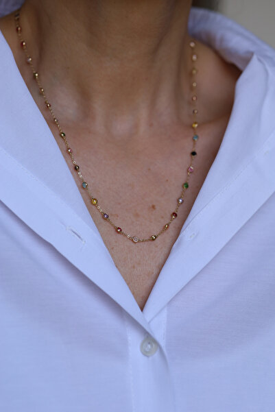 Yenigün Kuyumculuk 14 Ayar Altın Renkli Taş Dizisi Kolye