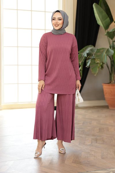 N.S NEVA STYLE Dusty Rose Hijab Double Set 12941Gk