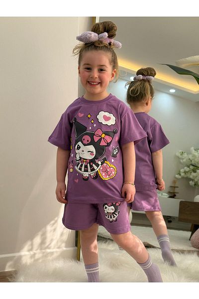 babymoon kids Kuromi Printed Bottom Top T-Shirt Shorts Set