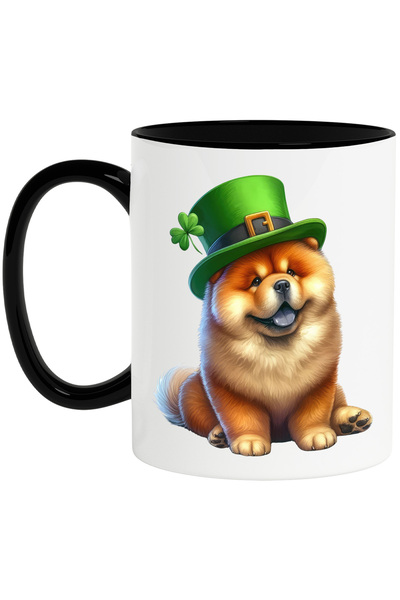 StoryGift Romania Cana cu un catelus blanos Chow Chow care poarta o palarie v...