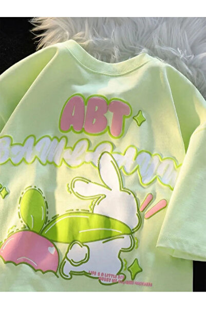 PENTHİLUS Cute Kawaii Rabbit Printed Cotton T-Shirt