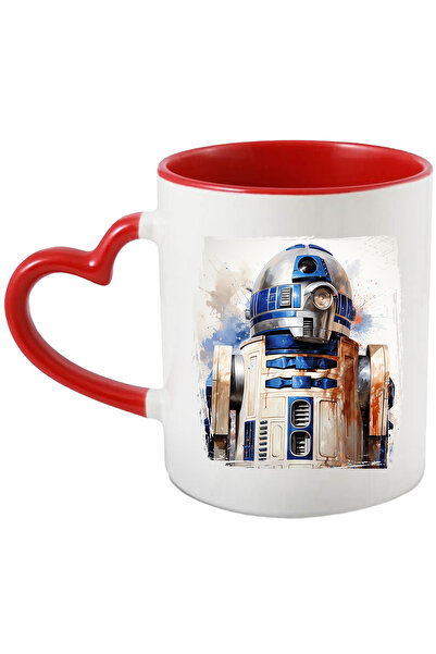 StoryGift Romania Cana Cu R2D2, Star Wars, Robot, Personaj, SF, Ilustratie, Multicolor 330 ml, Cer, Cu Maner Inim