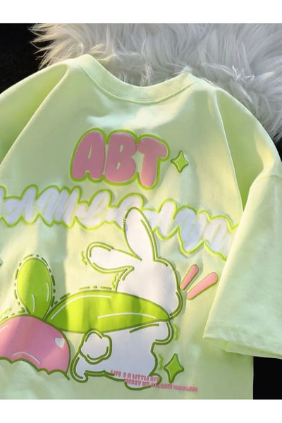 PENTHİLUS Cute Kawaii Rabbit Printed Cotton T-Shirt