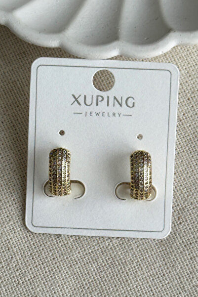 Modacaprea Xuping 14 K Mini Halka Taşlı Küpe Kadın Küpe Kadın Kararmaz Xuping Küpe