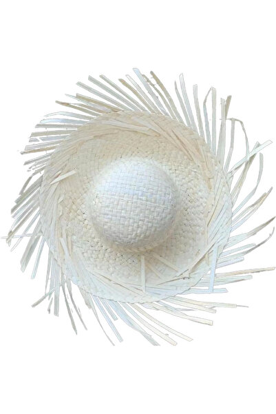 MEKs Tropical Party White Straw Hawaiian Hat 13X36 cm