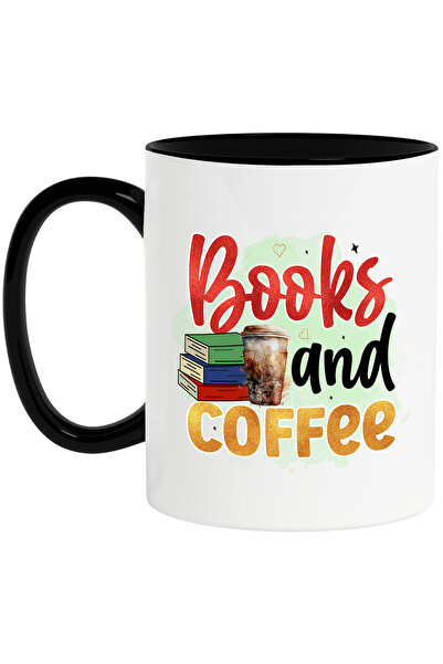 StoryGift Romania Cana cu mesajul "Books and coffee", ilustratie, scoala, ele...