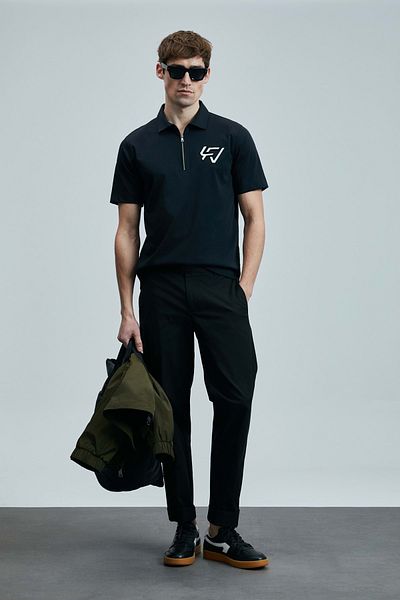Lufian 111040224 Slash Smart Polo Neck T-shirt Ανδρικό T-shirt Μαύρο