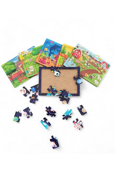 Fizello 6 Pieces 16 Pieces Educational and Informative Wooden Children's Puzzle Montessori & Jigsaw Puzzle Baby Kids Toy