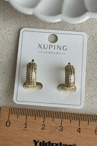 Modacaprea Xuping 14 K Mini Halka Taşlı Küpe Kadın Küpe Kadın Kararmaz Xuping Küpe