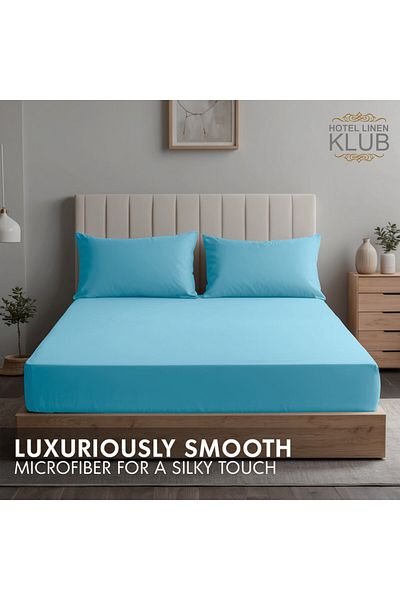 Hotel Linen Klub 3-Piece Microfiber King (180x200cm) Plain Fitted Sheet Set