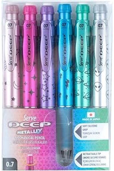 NZM TİCARET Deep Mechanical Pencil Metallic Pattern 0.7 mm Set of 6