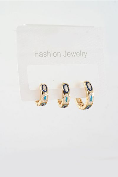 ARTEMİSİA Women's Vip Series Antiallergenic Helix Compatible Enameled 3-Piece Earring Set