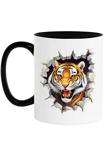 StoryGift Romania Cana cu un tigru agresiv care scoate capul printr-un zid, i...