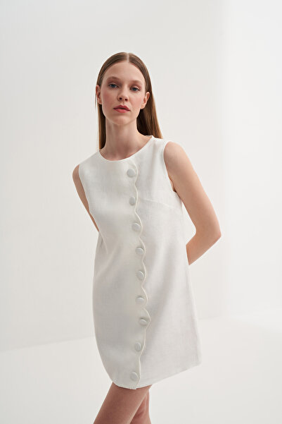 Jorbinol Asimetrik Düğmeli Elbise