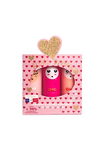 Inuwet Set of 3 Lip Moisturizers - Peach, Cherry and Vanilla & Coconut Aroma