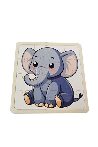 KESKİN NAKIŞ Keçe Eğitici Fil Puzzle 16 Parça 21x21 Cm (Arma Hediyeli)