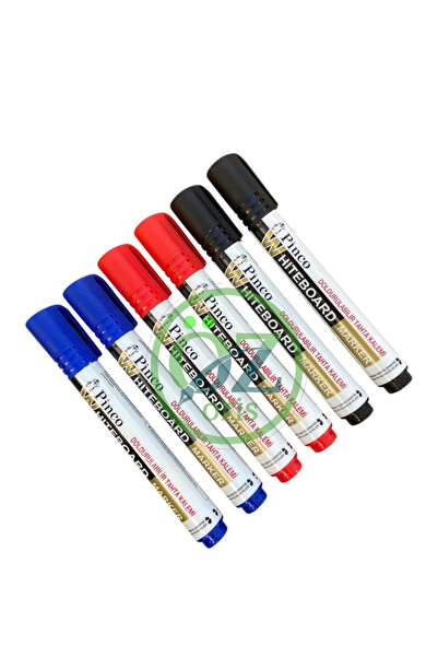 ÖZ OFİS Doldurulabilir Siyah Kırmızı Mavi 6'lı Tahta Kalemi Seti