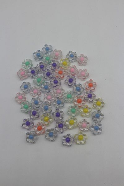 Hobimos 25 Gram Transparent Daisy Beads - Colored Jewelry Beads Inside, ~40 Pieces